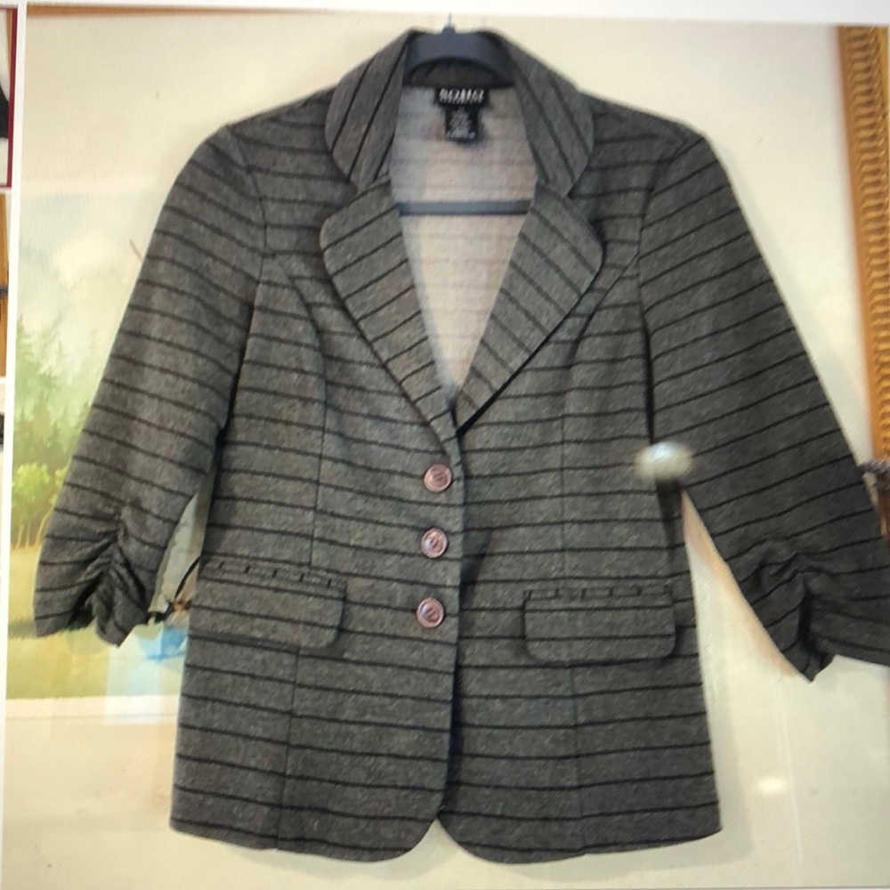 SOHO Apparel Striped  black and grey Blazer L
